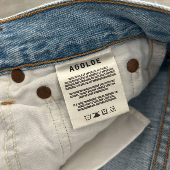 AGOLDE Riley high rise straight crop light wash distressed jeans size 26 - Picture 5 of 6